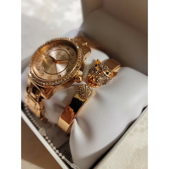 Jessica Simpson Rose Gold Watch And Animal Bracelet Bling JSB8002RG - Picture 4 of 10